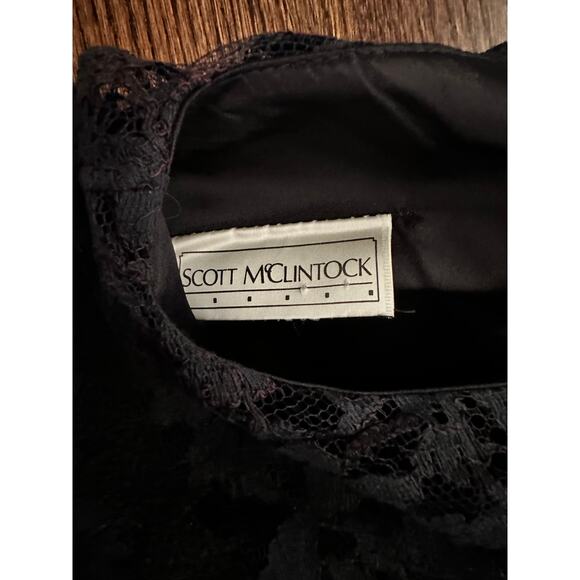 Scott McClintock Black Velvet Dress Edwardian ShabbyChic Retro 20s Gunne Sax - Picture 10 of 11